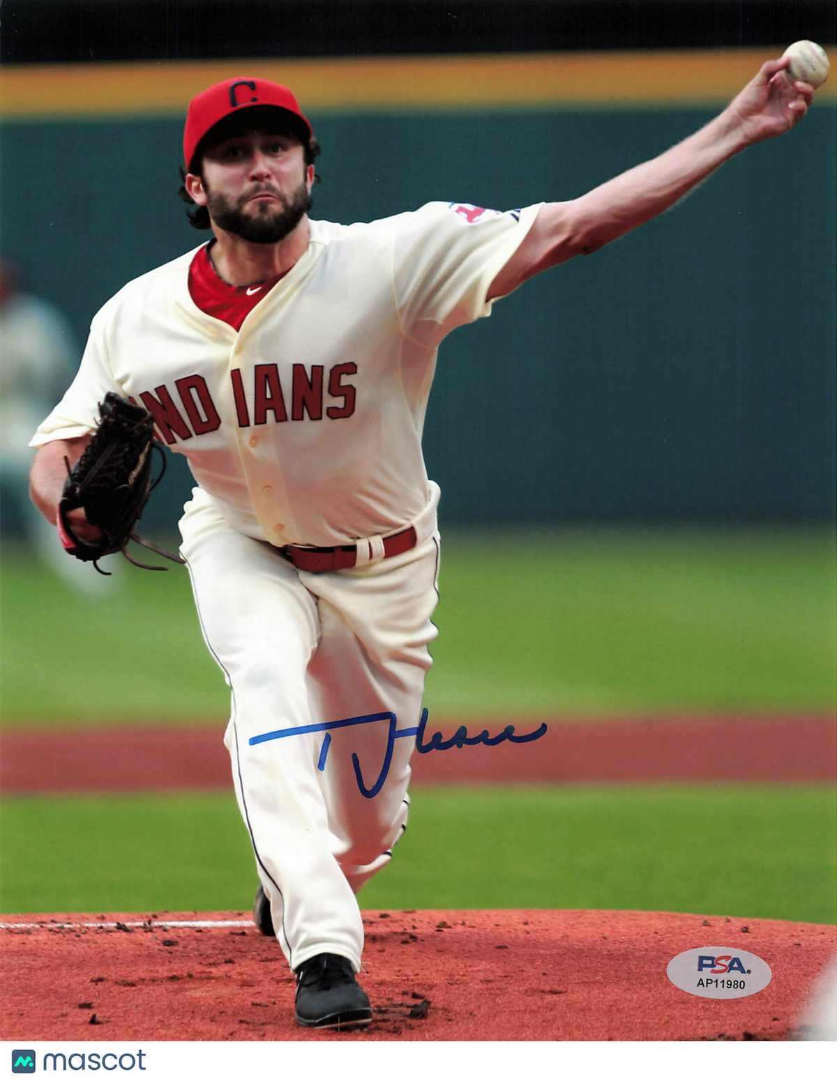 T.J. House Cleveland Indians Signed Photo PSA