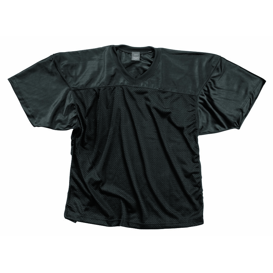 Martin Sports Football Jersey, Tricot Mesh with Dazzle Cowl in Black Adult 2XL - Front View