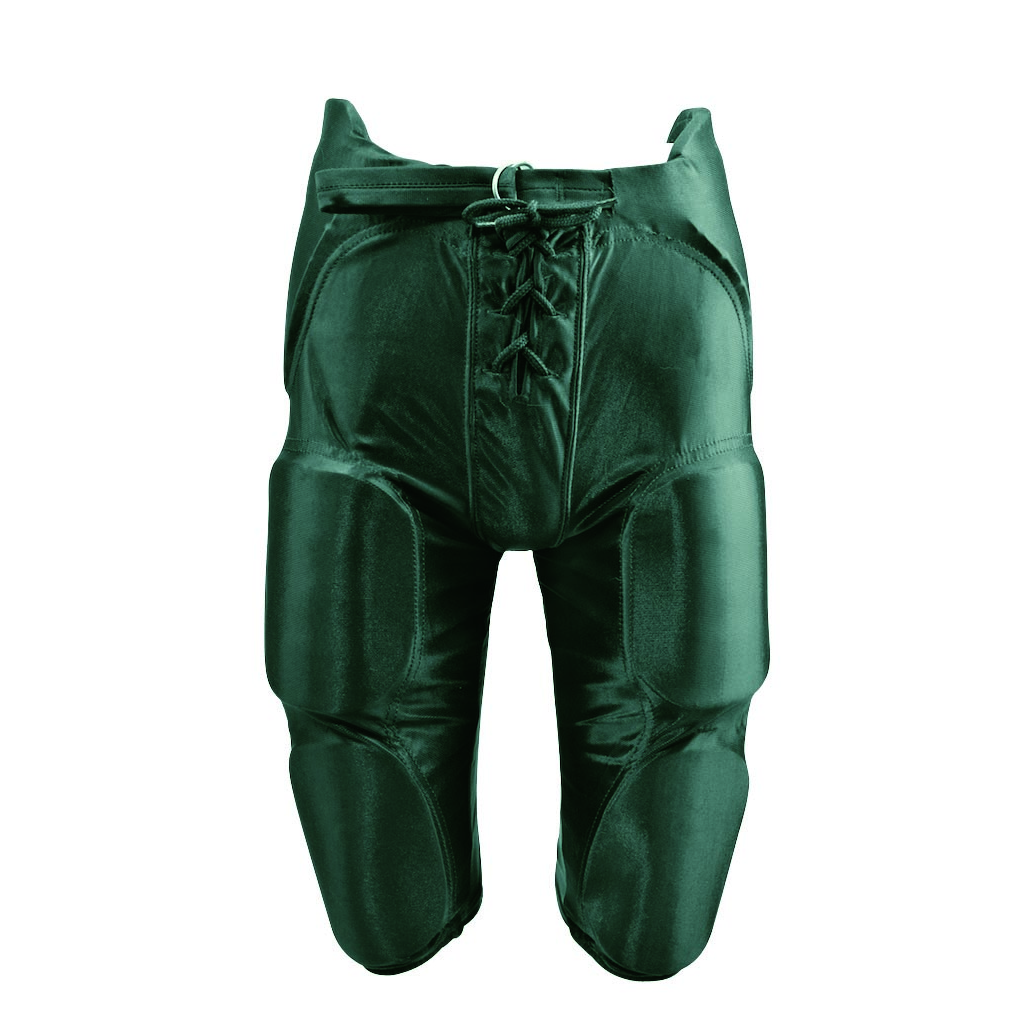 Martin Sports Integrated Dazzle Football Pants, 7 Pad Set Sewn In in Dark Green Adult 2XL - Front View