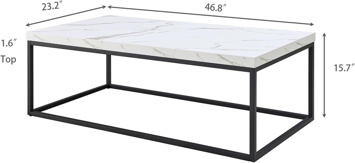 47-Inch Coffee Table with 40mm Honeycomb Engineered MDF Top and Black Metal Frame - View 3