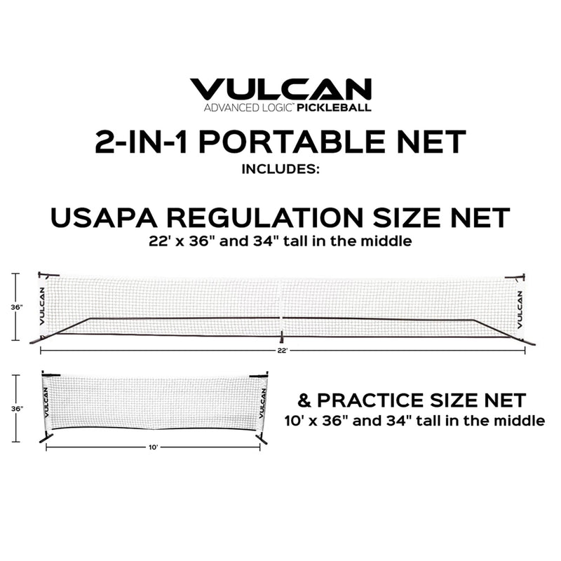 Vulcan Portable Pickleball 2-in-1 Net System