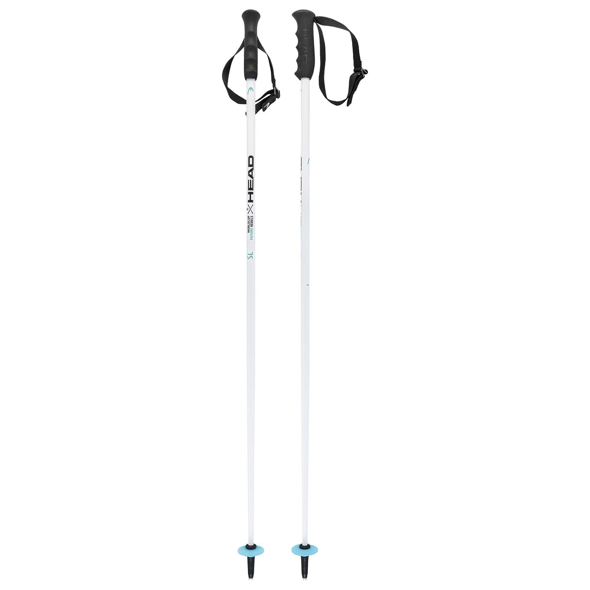 HEAD Worldcup SL Junior Race Ski Poles, White/Black/Speed Blue - pair view