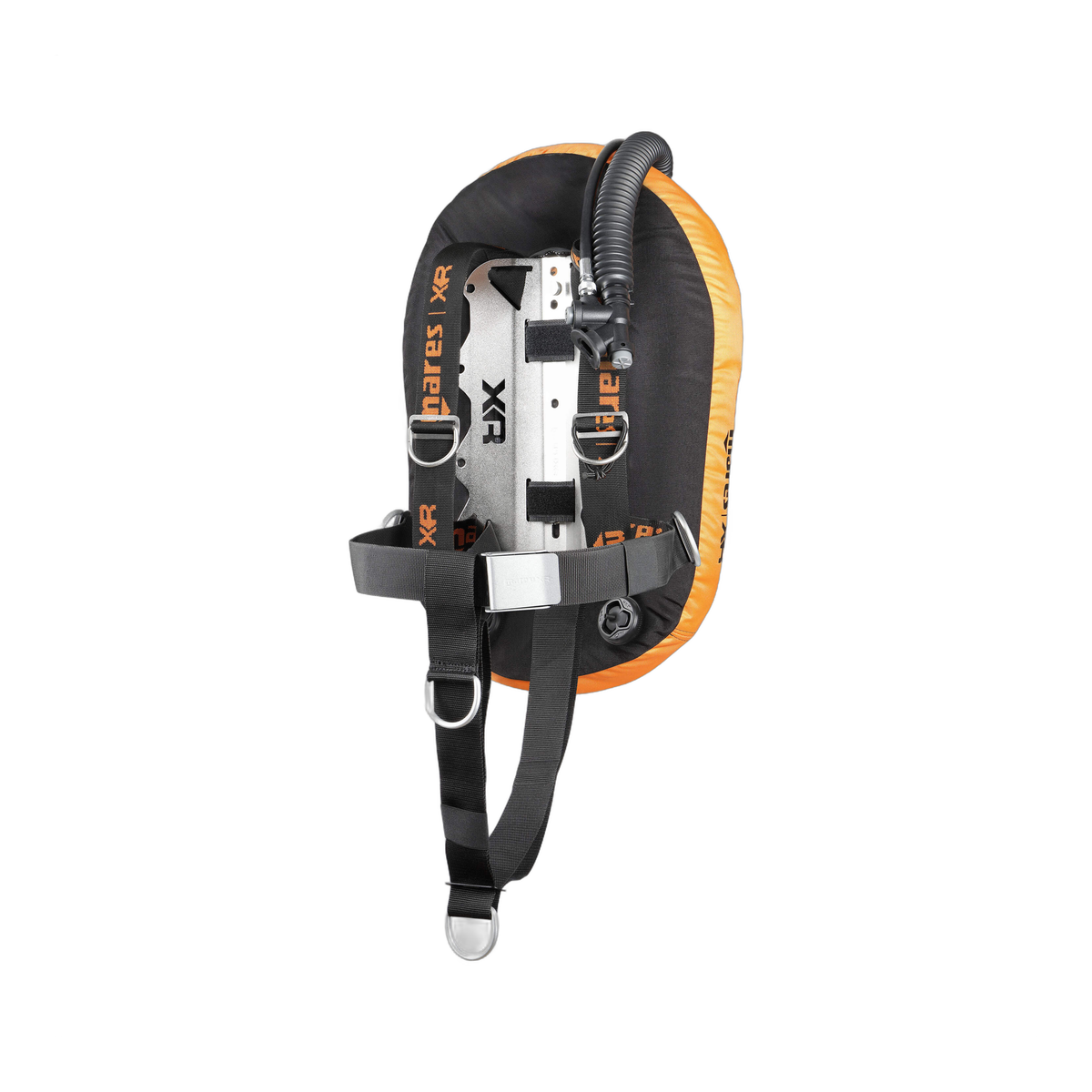 Mares High Volume Single Backmount.set-XR Line BCD in Black/Orange - front view