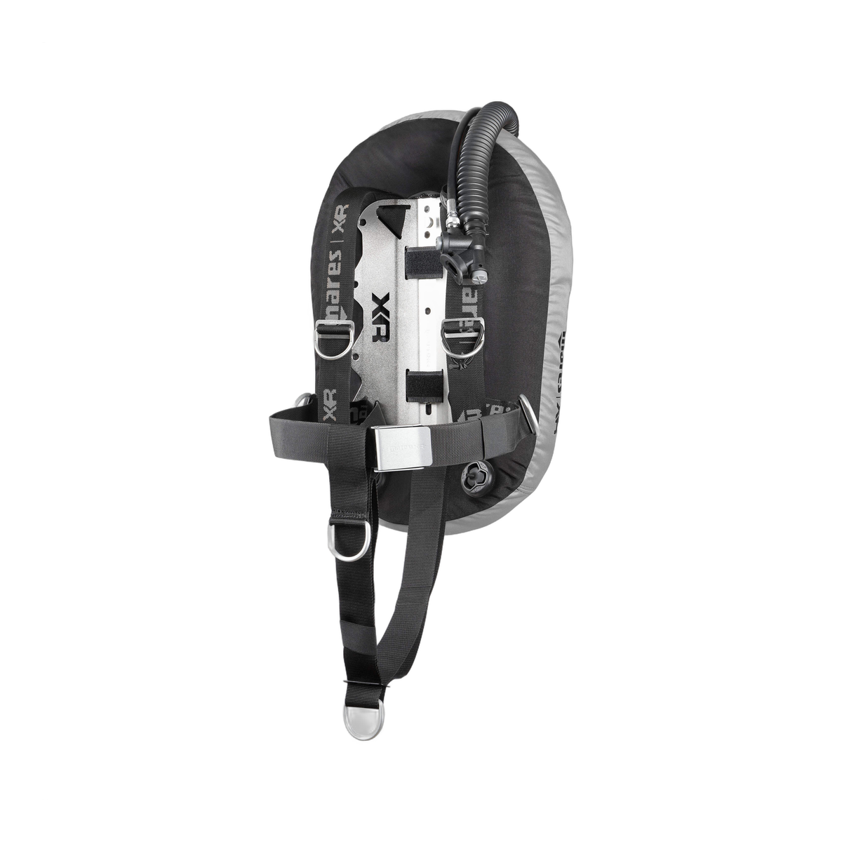 Mares High Volume Single Backmount.set-XR Line BCD in Black/Silver - front view