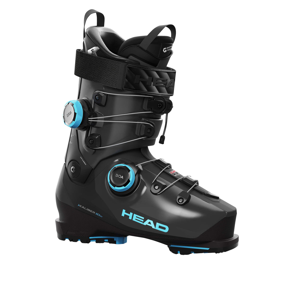HEAD Kaliber 110 MV GW BOA Ski Boots, Anthracite/Speed Blue in Anthracite/Speed Blue - side view