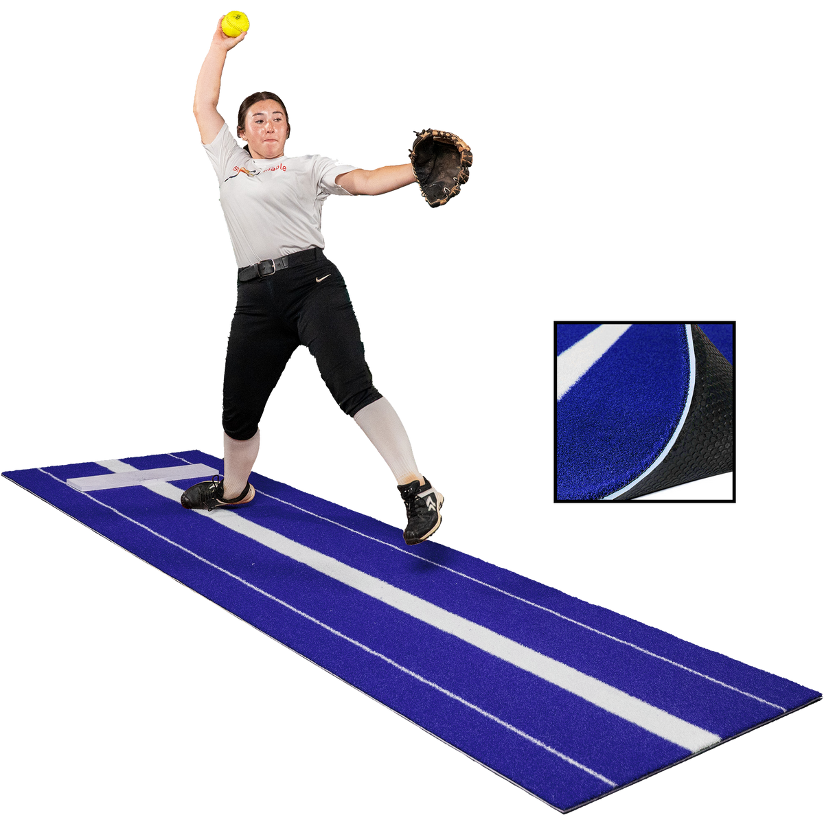 3 × 10 Elite Softball Pitching Mat - Blue