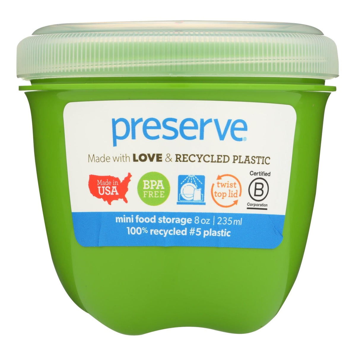 Preserve Apple Green Mini Food Storage Container, 8 oz (Case of 12)