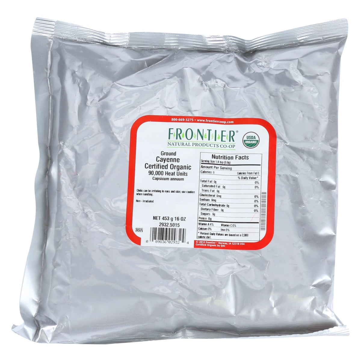Frontier Co-op Organic Ground Cayenne Chili Pepper, 75,000 HU, 1 lb