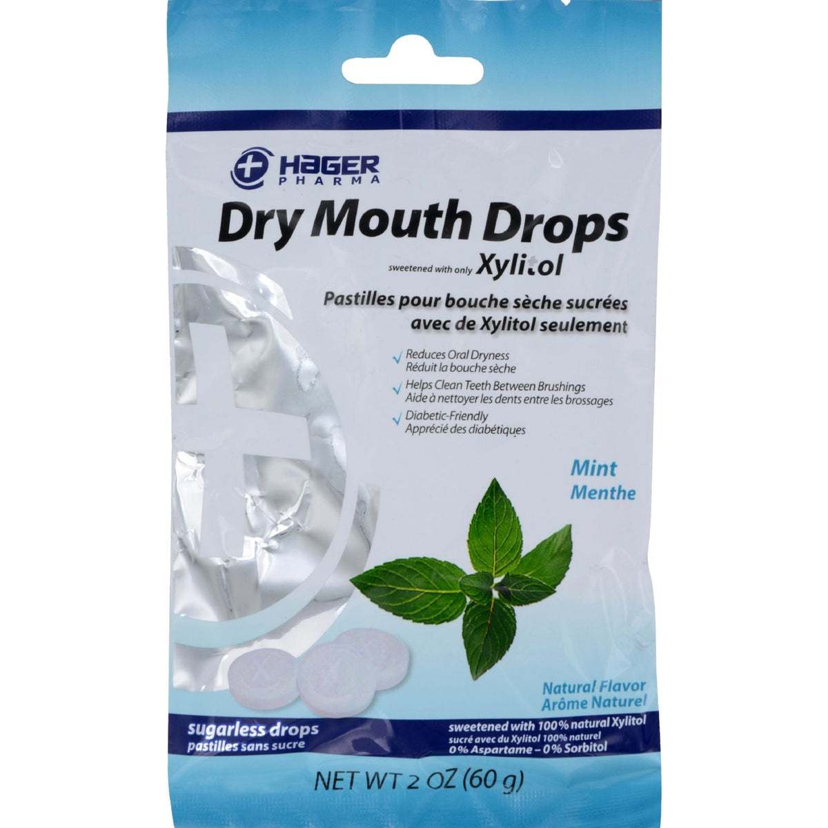 Hager Pharma Dry Mouth Drops Mint, 2 oz