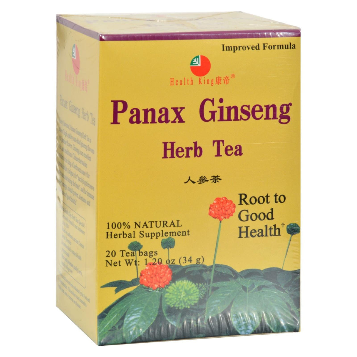 Health King Panax Ginseng Herb Tea, 20 Tea Bags