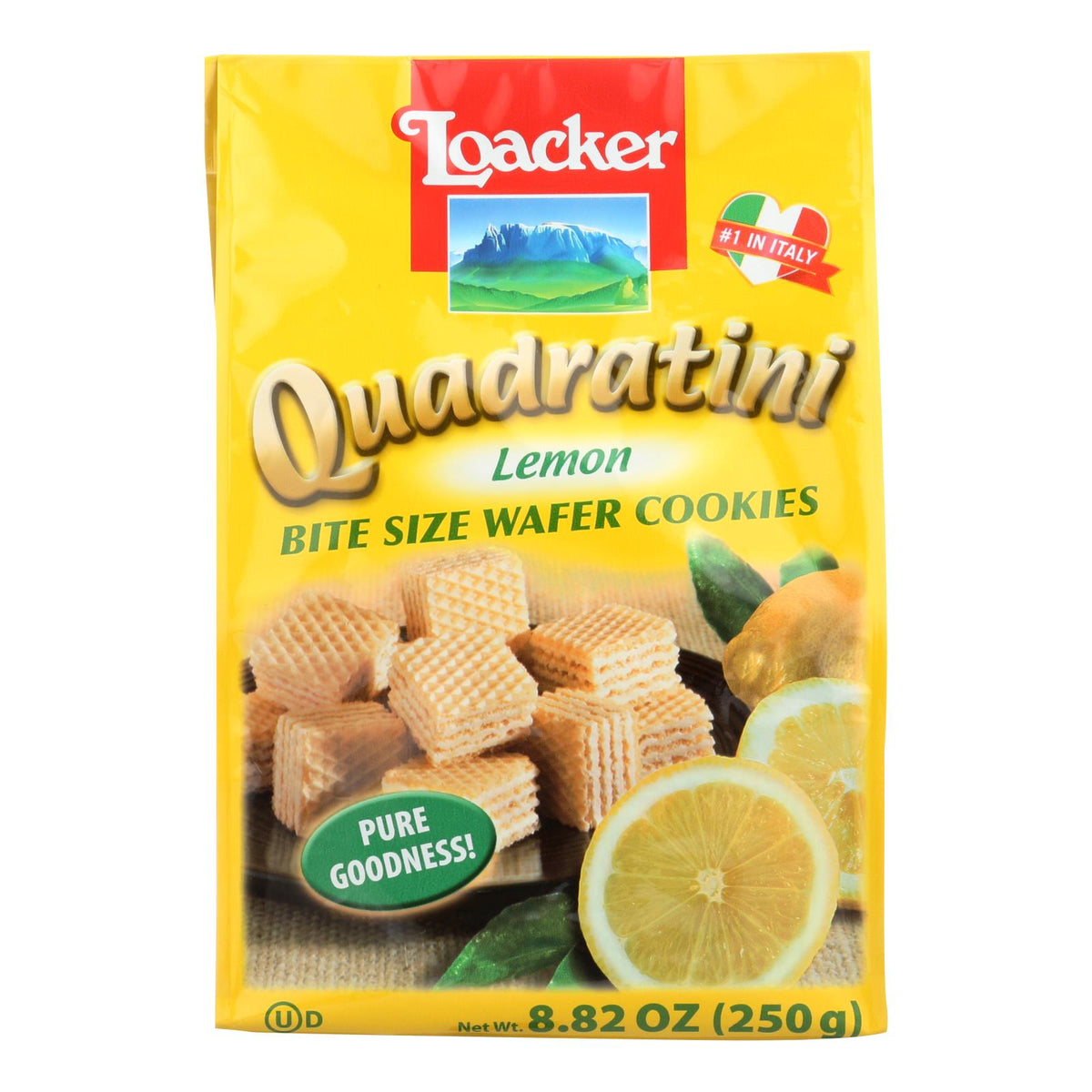 Loacker Quadratini Lemon Bite Size Wafer Cookies, 8.82 oz (Case of 6)