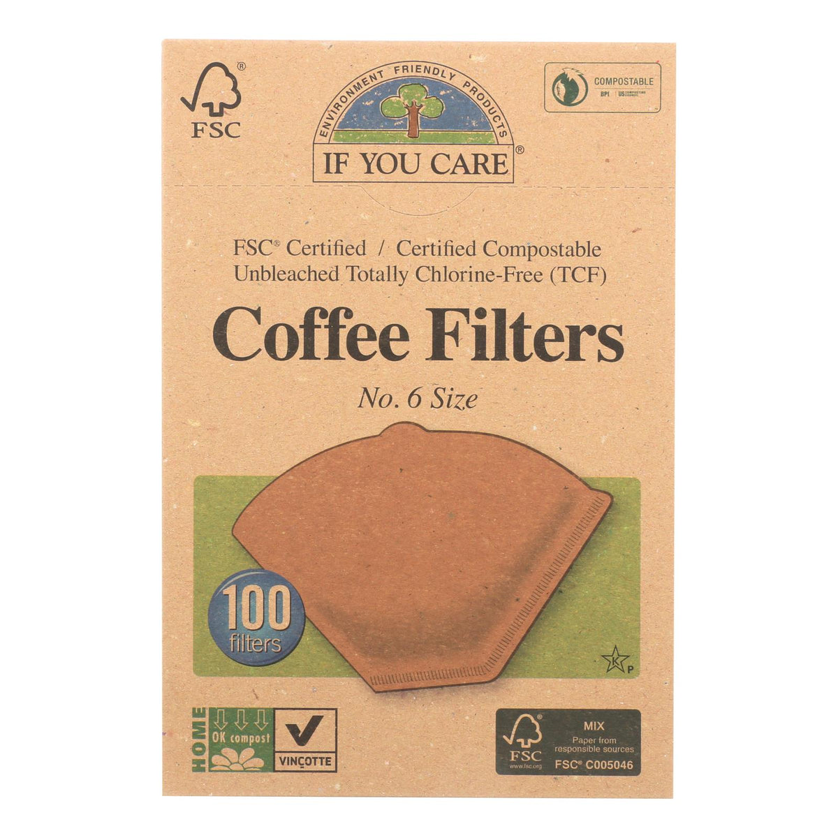 If You Care Brown Cone Coffee Filters, No. 6, 100 ct