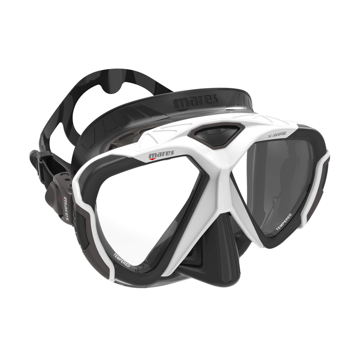 Mares X-Wire Two Lens Diving Mask in White Gray/Black - front three-quarter view