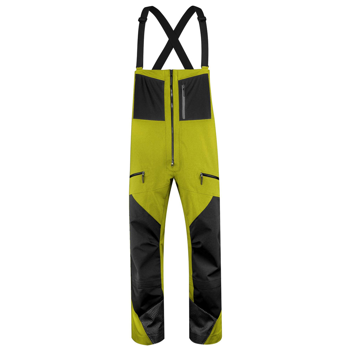 HEAD KORE Bib Pants Mens Ski Bibs in Black/Marsh Green - front view