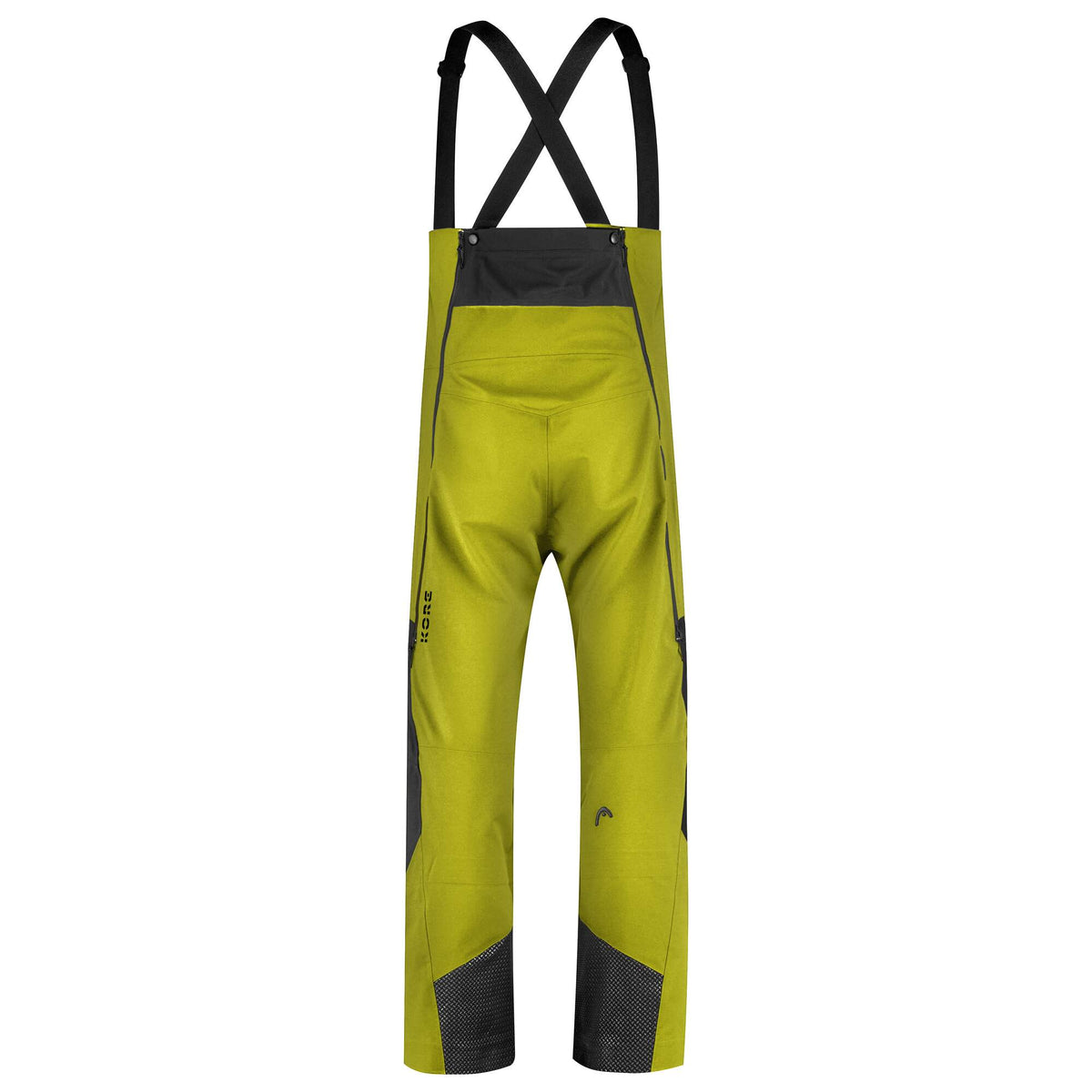 HEAD KORE Bib Pants Mens Ski Bibs in Black/Marsh Green - back view