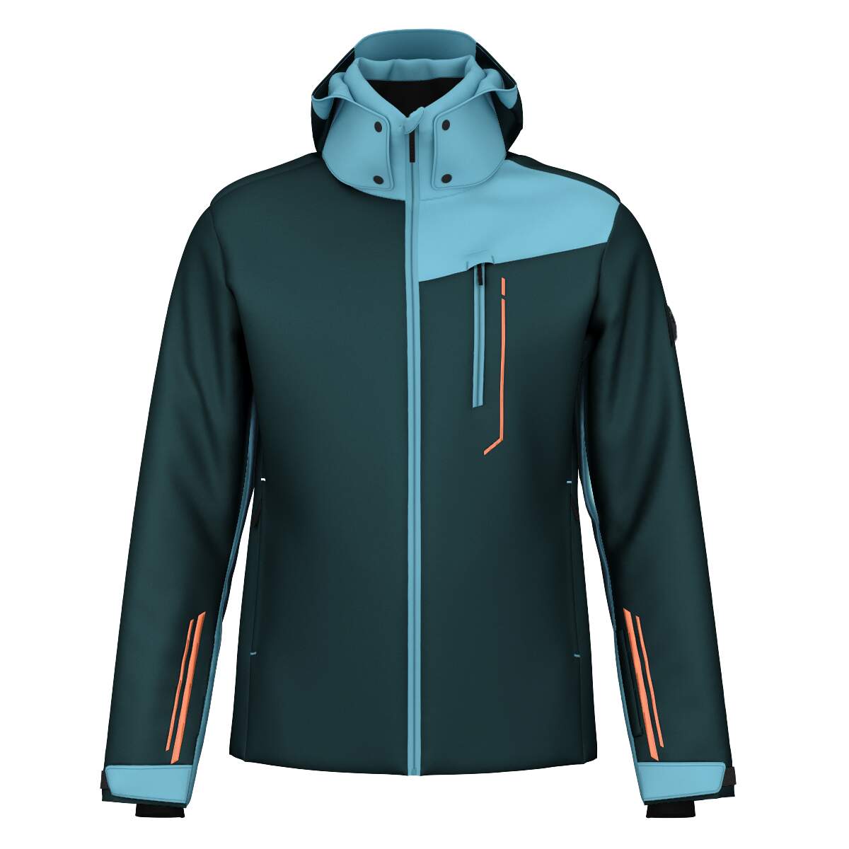 HEAD SUPERSHAPE Ski Jacket Mens in Dark Teal/Sky Blue - front view