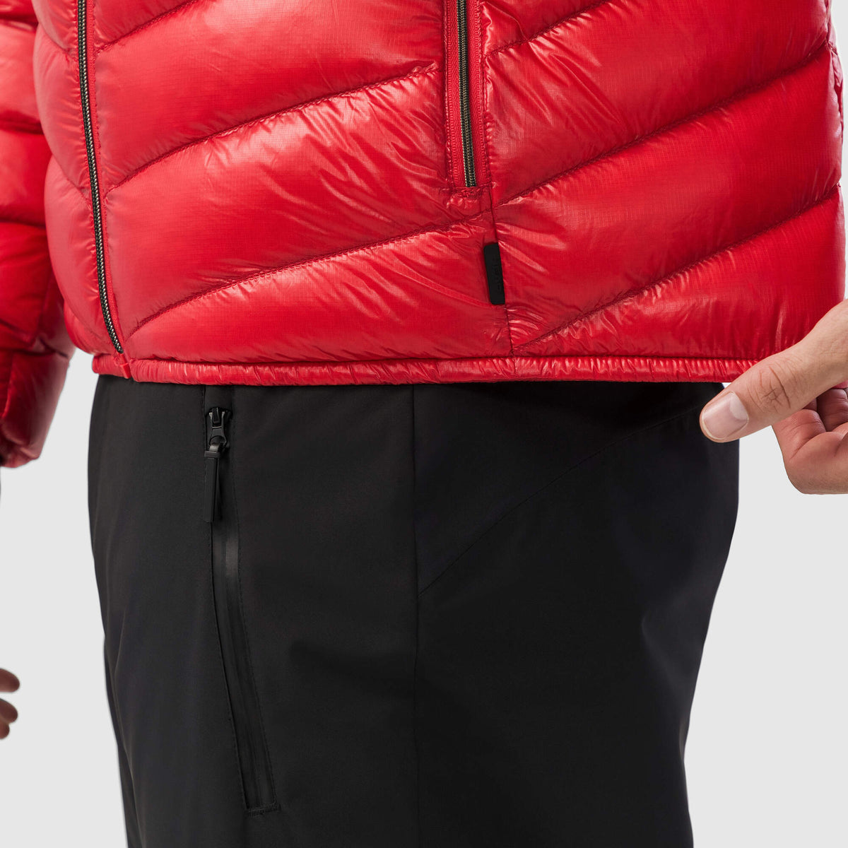 HEAD DAXTON Lightweight Down Jacket Mens, Red in Red - pocket detail