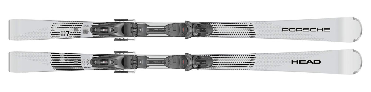 HEAD Porsche 7 Series Skis with Better Balance PR Binding, Grey/Black, 156 cm in Gray - top view