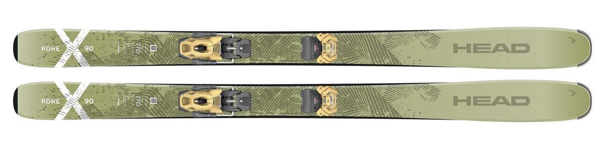 HEAD KORE X 90 All-Mountain Skis, Olive/White in Green - top view