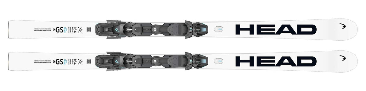 HEAD WCR e.GS Rebel Team Junior Race Skis with Binding, White/Black in White - top view