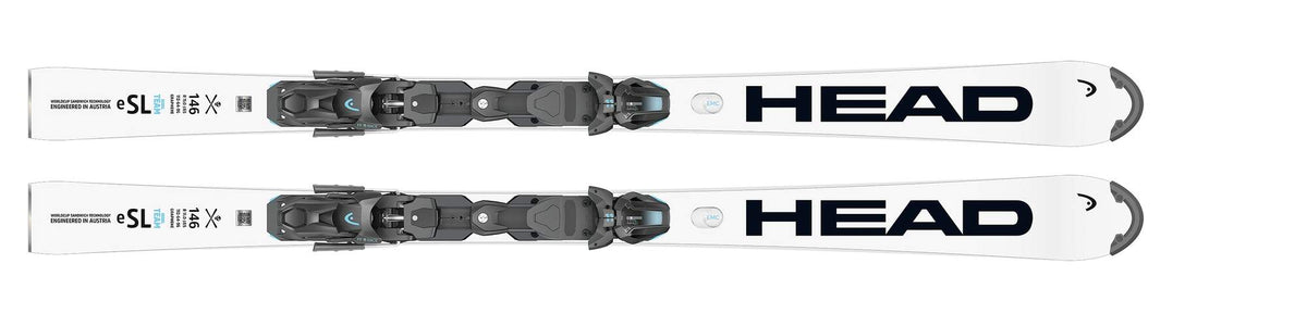 HEAD WCR e.SL Rebel Team Junior Slalom Skis with RP WCR T Race Plate, White/Black in White - top view