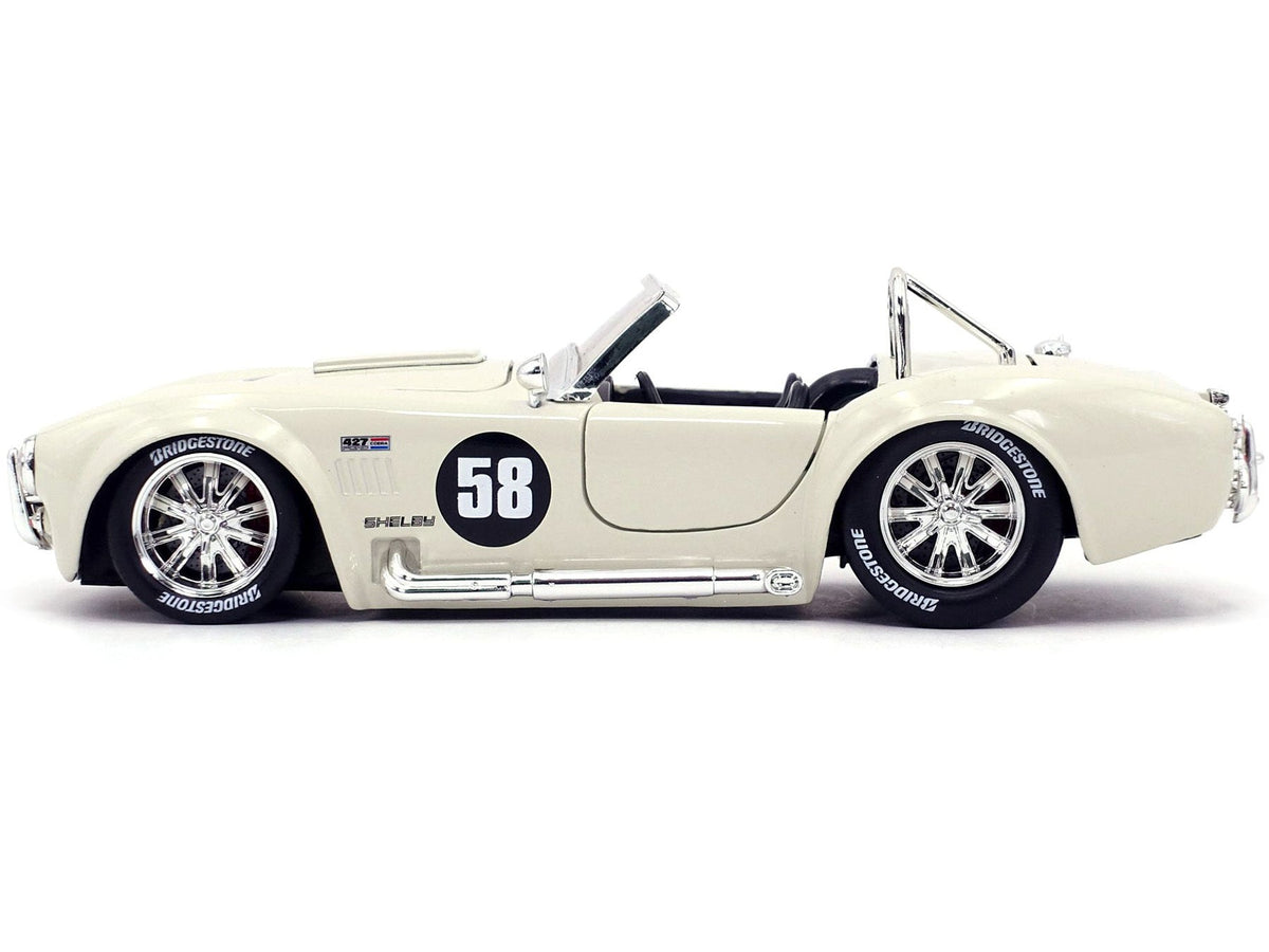 1965 Shelby Cobra 427 S/C #58 Cream "Bigtime Muscle" 1/24 Diecast Model Car by Jada - View 3