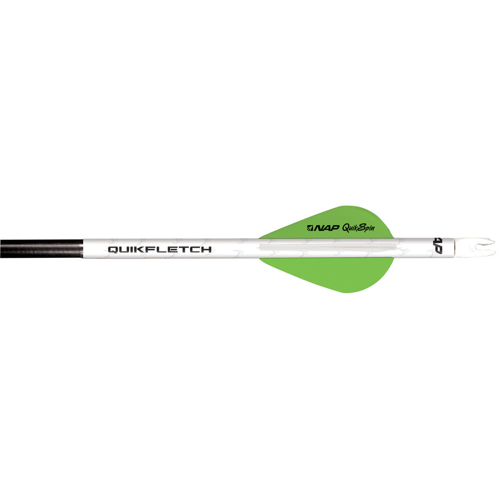 New Archery Products NAP Quikfletch w/Quikspin Vanes in White/Green - Front View