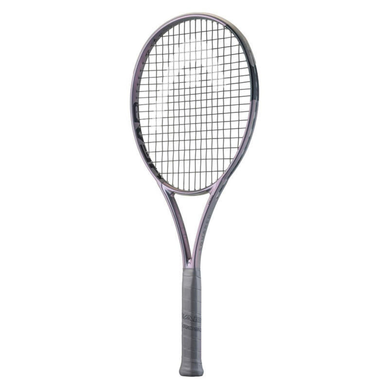 Tennis racquet with a squared head shape, strung face, and ergonomic handle designed for performance and control.