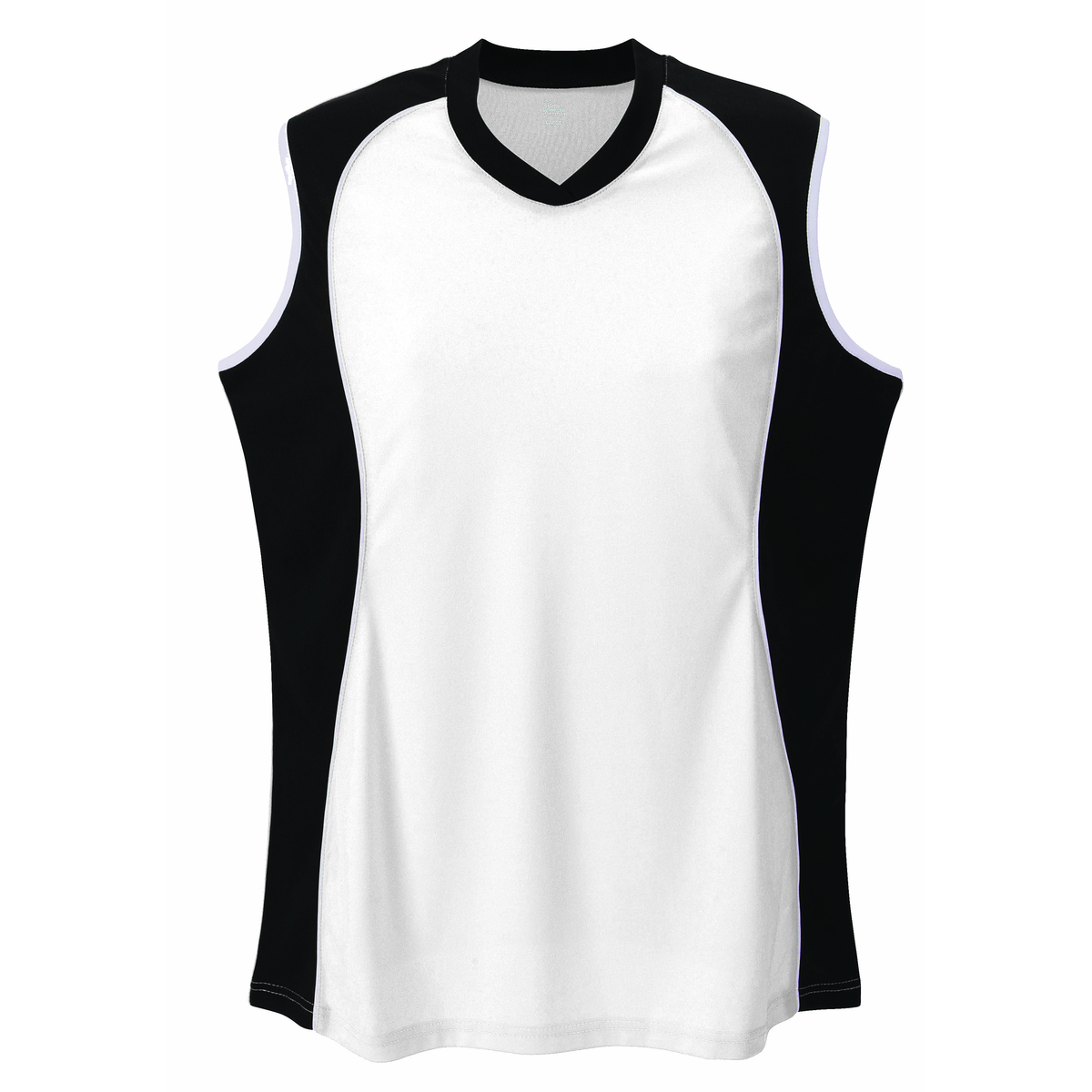 Martin Sports Women's Sleeveless V Neck Softball Jersey, Moisture Management in White Youth L - Front View