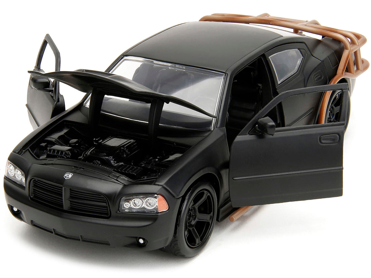 2006 Dodge Charger Matt Black with Outer Cage "Fast & Furious" Movie 1/24 Diecast Model Car by Jada - View 2