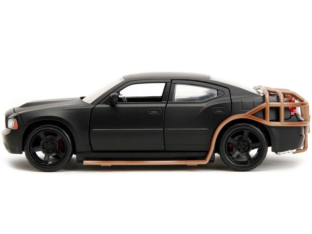 2006 Dodge Charger Matt Black with Outer Cage "Fast & Furious" Movie 1/24 Diecast Model Car by Jada - View 3