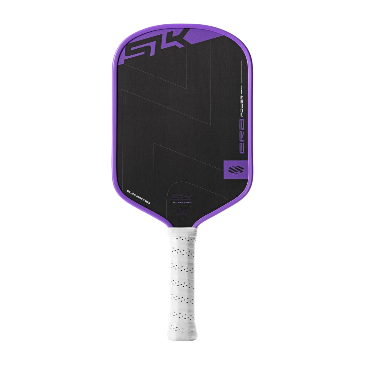 Selkirk SLK ERA Power pickleball paddle with a textured face, wide shape, and perforated grip handle designed for control and power.