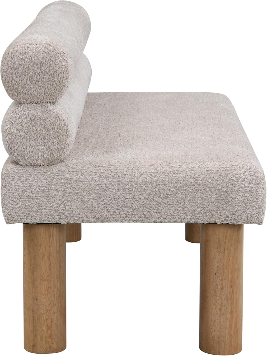 Boucle Upholstered Dining Bench with Rubberwood Legs, 51.77" L - View 10