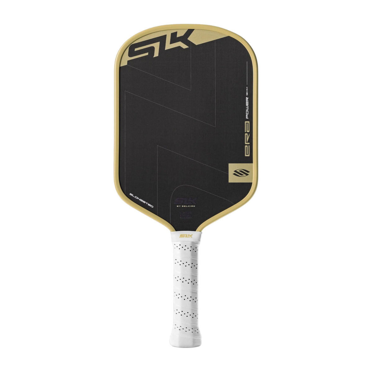 Selkirk SLK ERA Power pickleball paddle with a textured face, wide shape, and perforated grip handle designed for control and power.