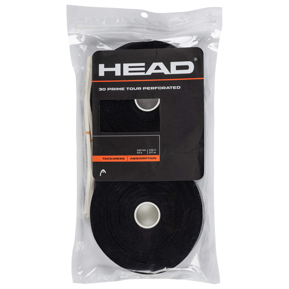 HEAD Prime Tour Perforated Tennis Overgrip, 30 Pack in Black - front view