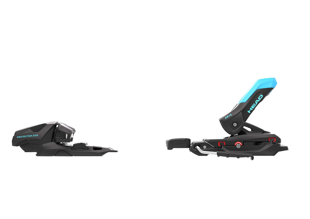 HEAD Supershape e-Speed Skis with Protector EVO PR 13 GW Bindings in Black - binding left view