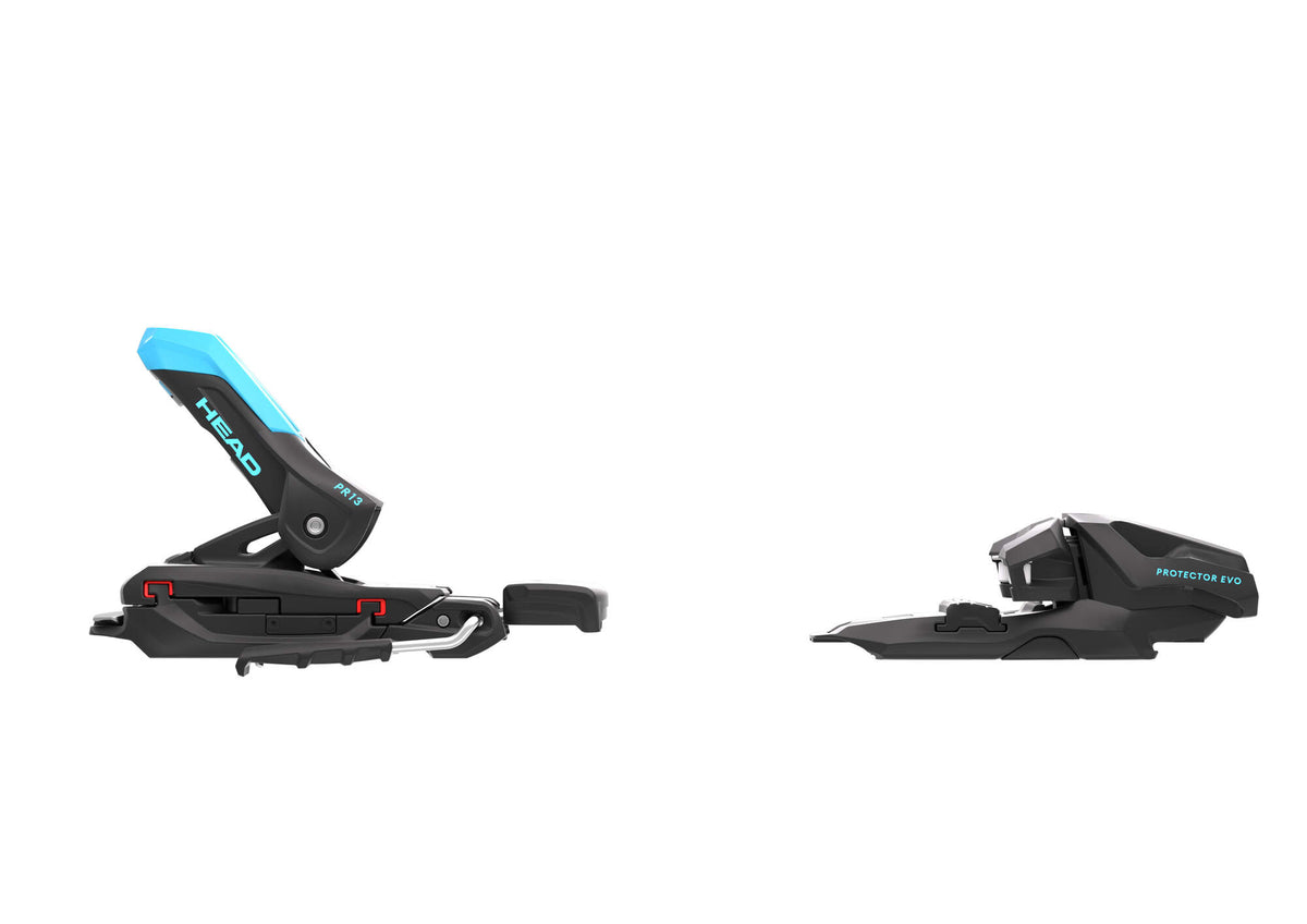 HEAD Supershape e-Speed Skis with Protector EVO PR 13 GW Bindings in Black - binding right view