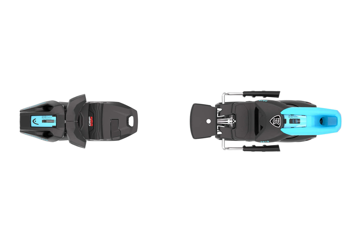 HEAD Supershape e-Speed Skis with Protector EVO PR 13 GW Bindings in Black - binding top view