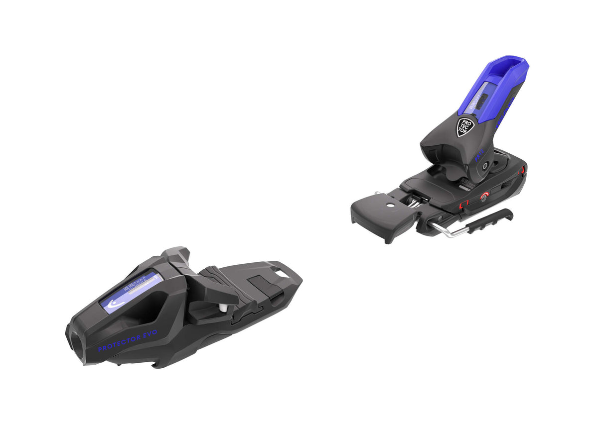 HEAD Supershape e-Titan Skis with Tyrolia Protector EVO PR 13 GW Bindings in Black - binding side view