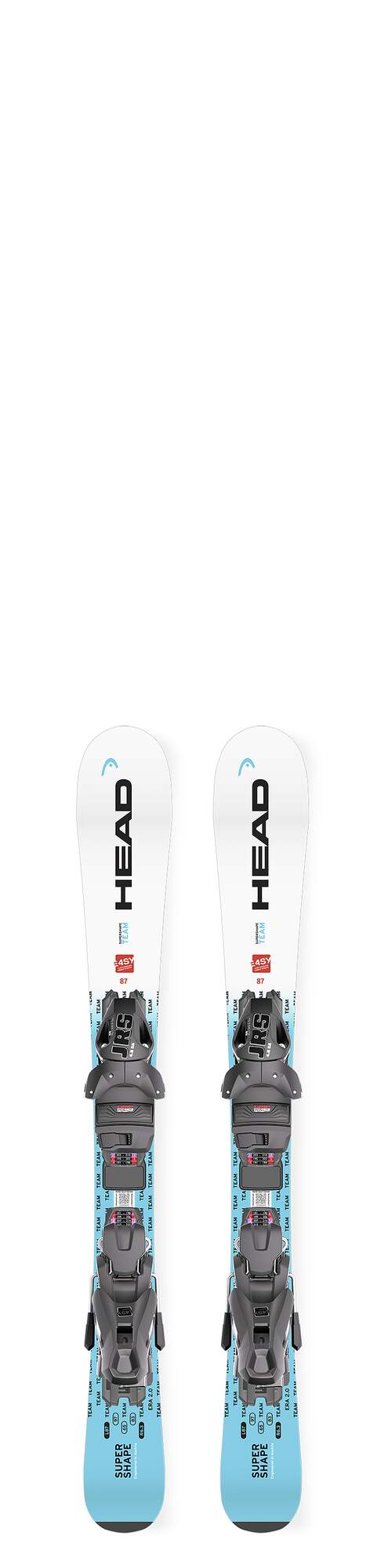 HEAD Supershape Team Easy R Junior Skis, White/Blue - top view