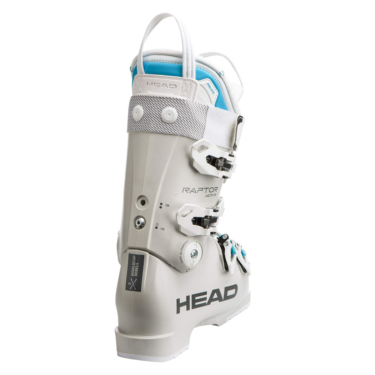 HEAD Raptor WCR 115 W PV Womens Race Ski Boots, Grey in Gray - inside view