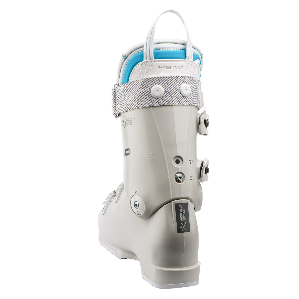 HEAD Raptor WCR 115 W PV Womens Race Ski Boots, Grey in Gray - rear view