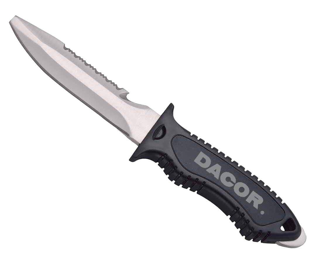 Dacor KE1 Dive Knife with Sheath - front view