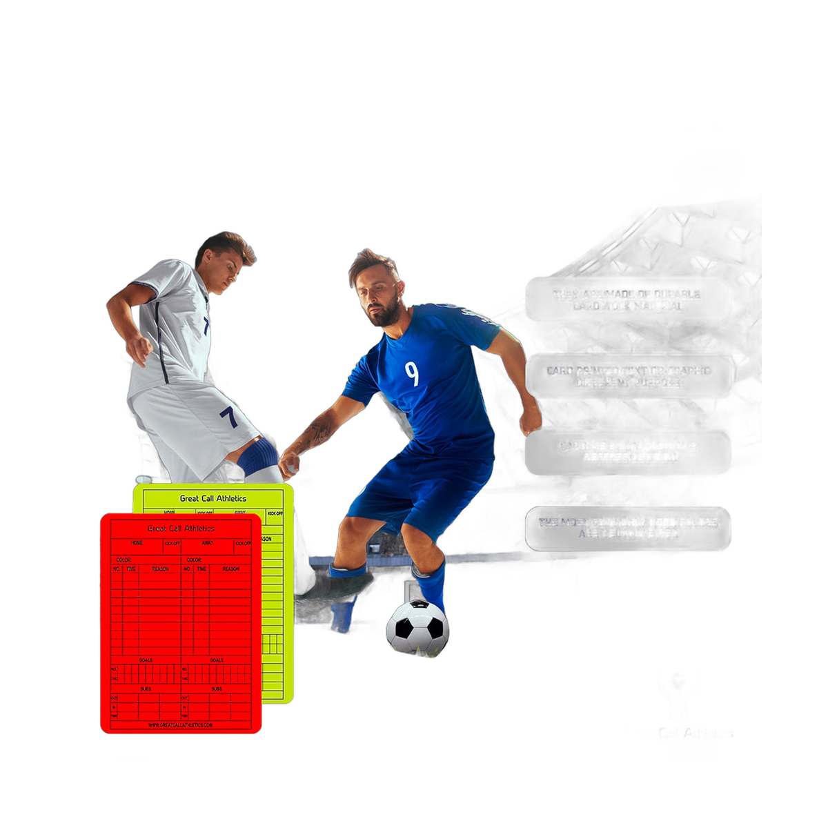 Great Call Athletics Soccer Reusable Game Card Pro Set of Yellow  Red Erasable Match Data Record