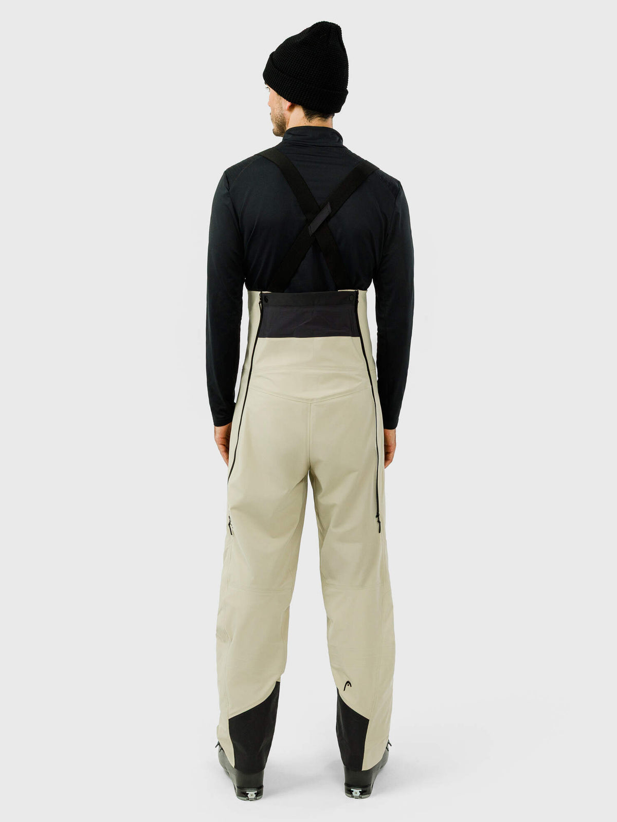 HEAD KORE Bib Pants Mens Ski Bibs in Cream - on model back