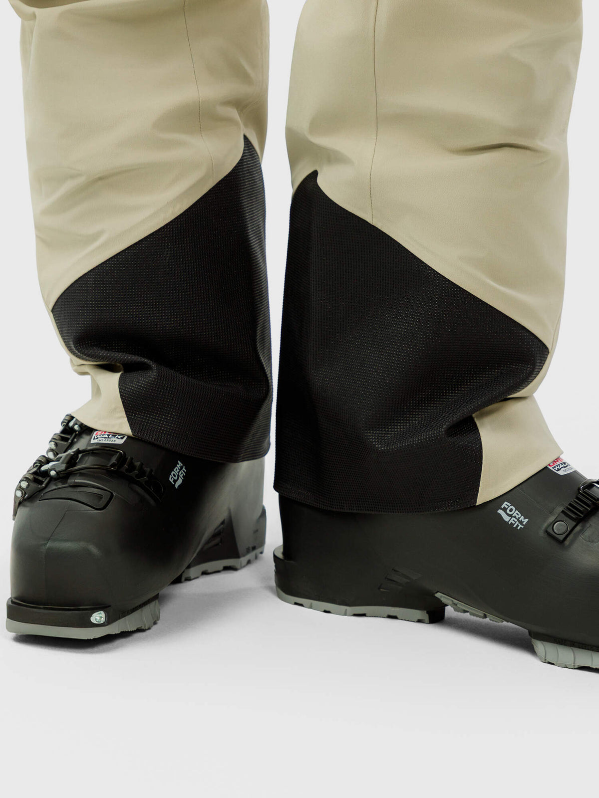 HEAD KORE Bib Pants Mens Ski Bibs in Cream - cuff detail