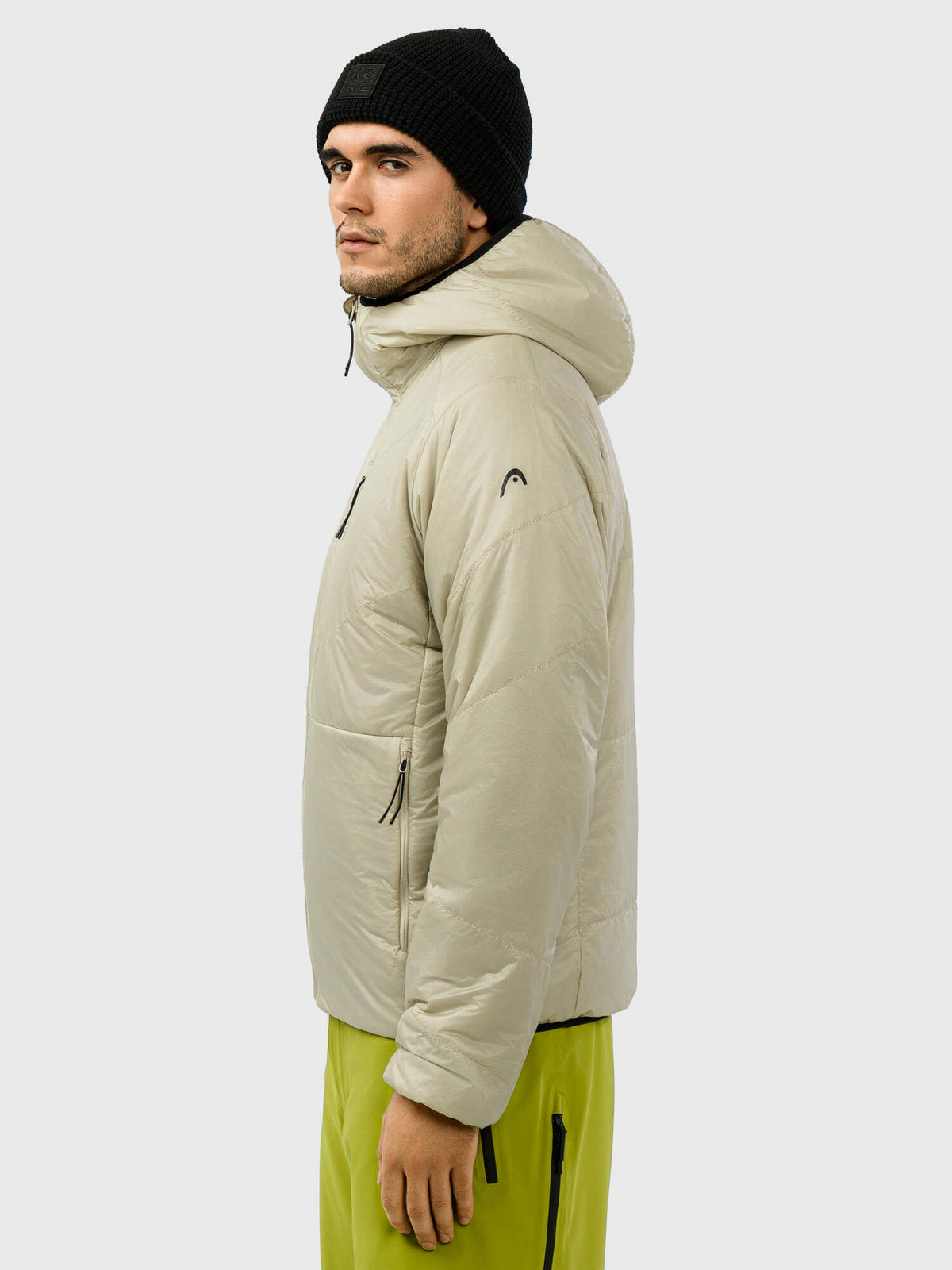 HEAD KORE Lightweight Insulated Jacket Mens, Cream in Cream - side view on model