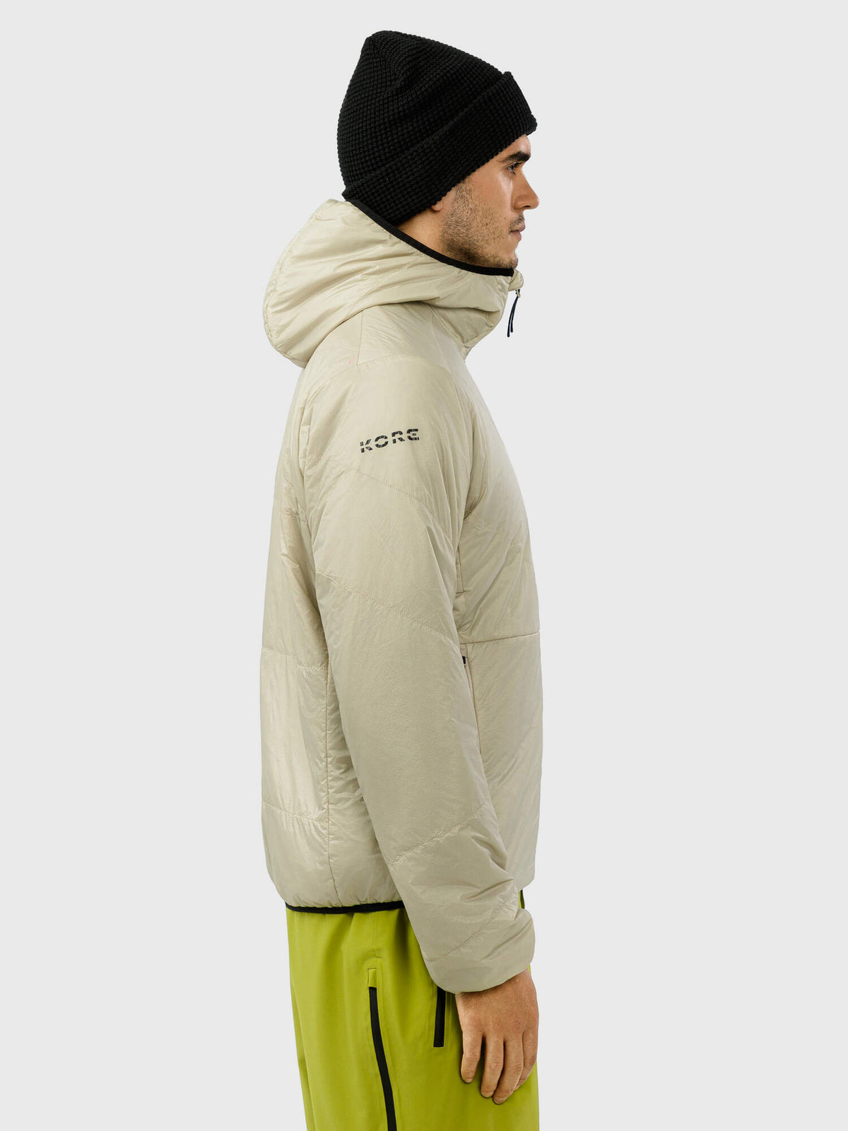 HEAD KORE Lightweight Insulated Jacket Mens, Cream in Cream - side view on model