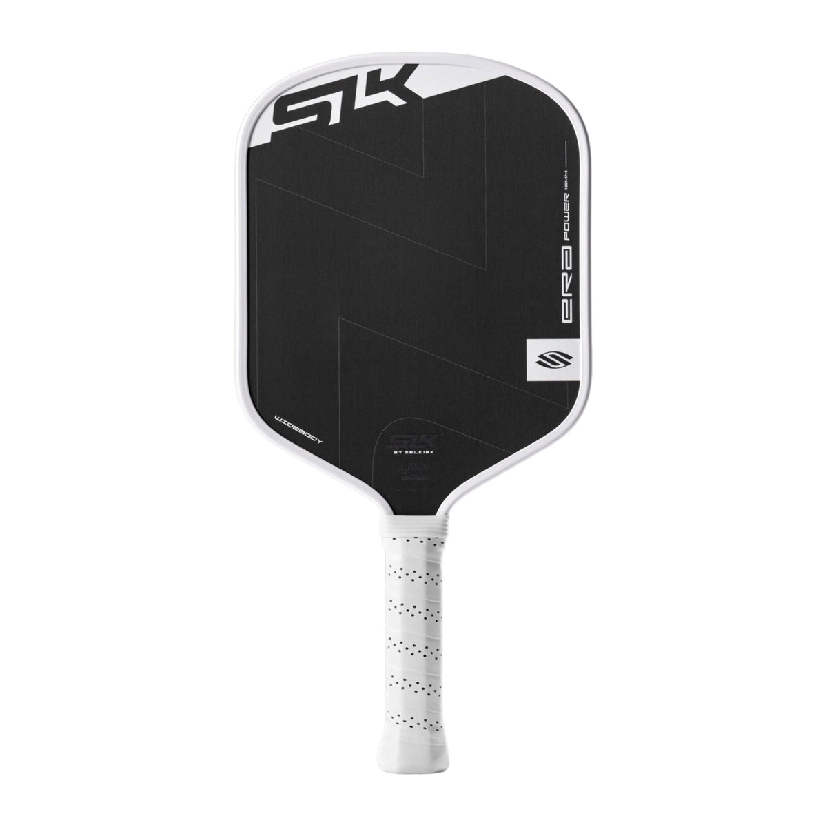 Selkirk SLK ERA Power pickleball paddle with a textured face, wide shape, and perforated grip handle designed for control and power.