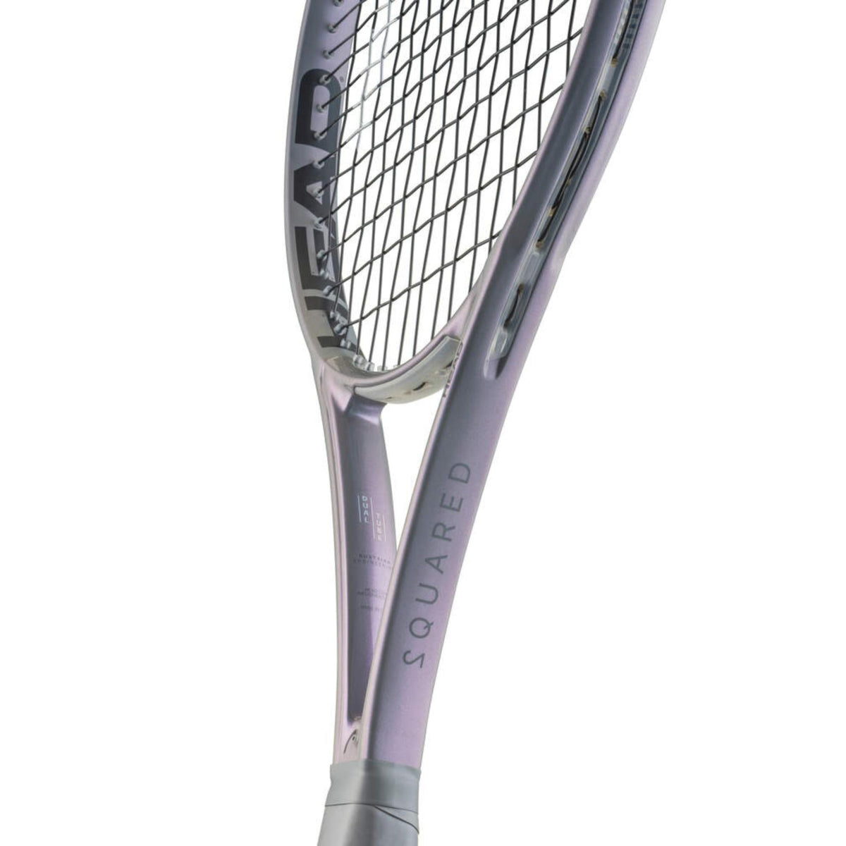 Tennis racquet with a squared head shape, strung face, and ergonomic handle designed for performance and control.